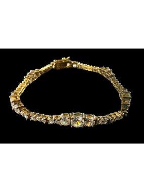 PAJ Tennis Bracelet Sterling Silver 925 Gold Round CZ Bracelet Signed